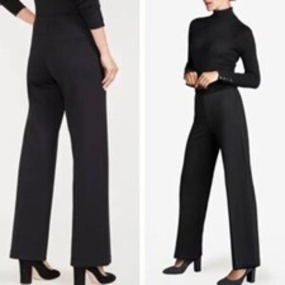J. McLaughlin Pants Carter Stretch Knit High Rise Wide Leg Side Zip Black 10 - Picture 1 of 10